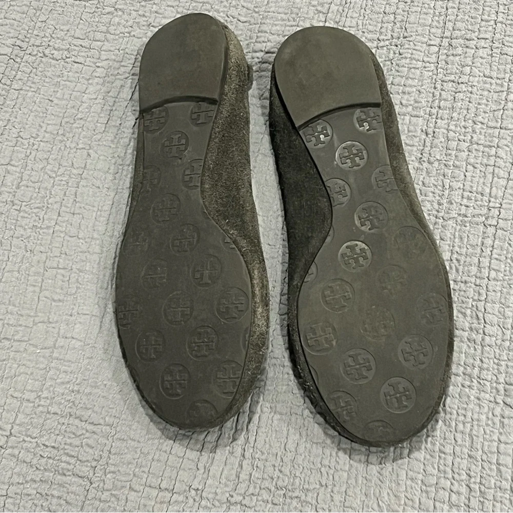 Tory Burch Reva Gray Heron Ballet Flat Suede Sz 8.5 Shoes